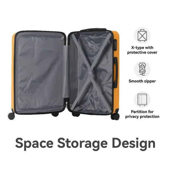 Luggage Sets ABS Hardshell 3pcs Luggage, Lightweight Durable Suitcase sets Spinner Wheels Suitcase 20''24''28'' (Yellow)