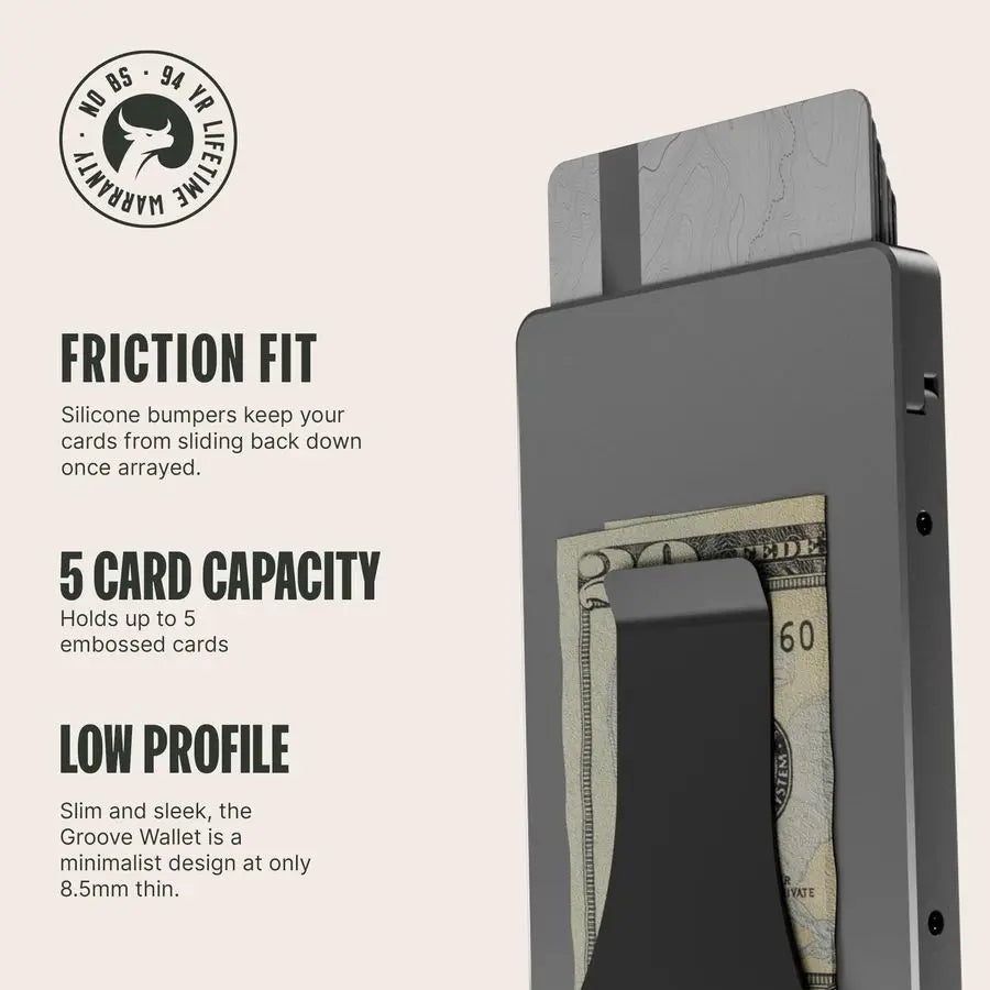 Thumb Swipe Wallet Gun Metal with Money Clip Minimalist Wallet for Men, Low Profile Aluminum Credit Card Holder with RFID Blocki