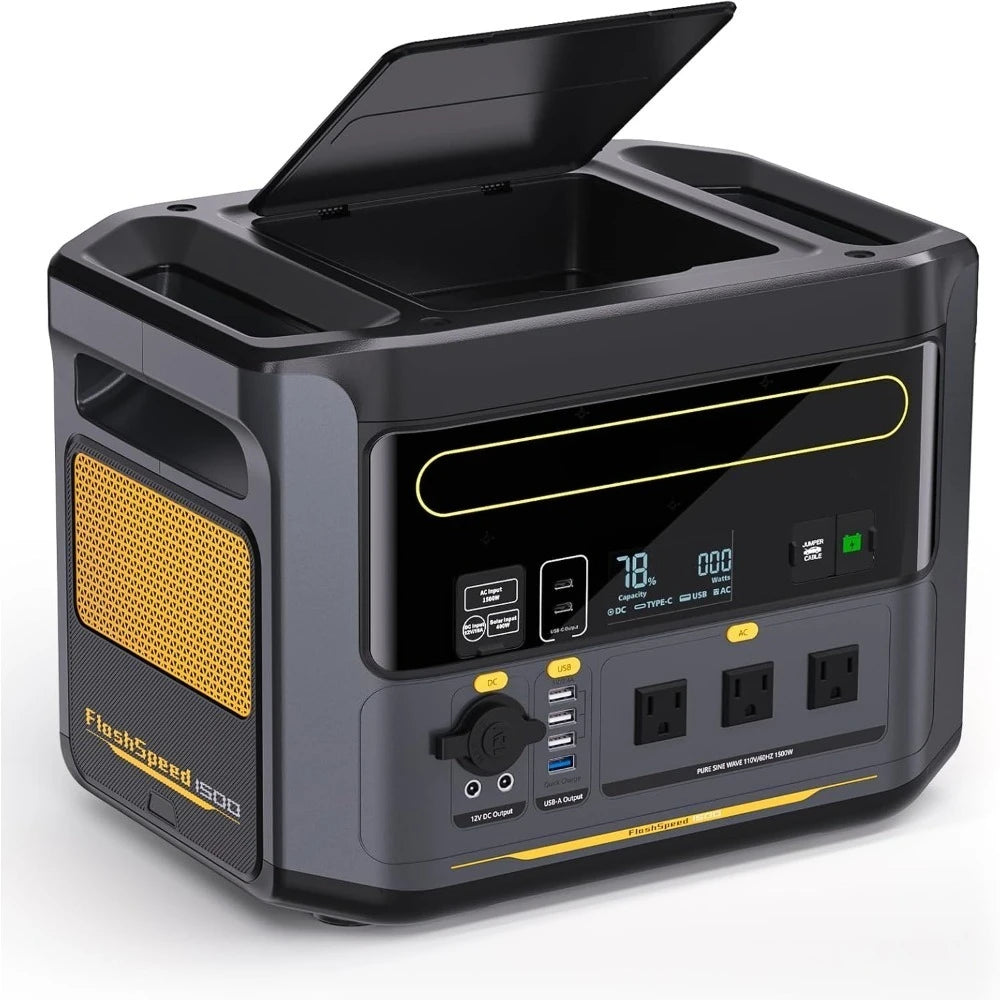 FlashSpeed 1500 Power Station 1548Wh Solar Generator 1500W(3000W Peak) Backup LFP Battery Expandable To 3096Wh Recharge