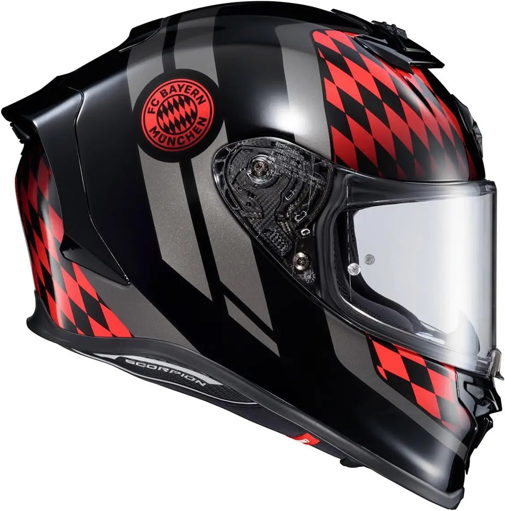 R1 Air Full Face Adult Motorcycle Helmet with Pinlock Ready Shield and Bluetooth Ready Speaker Pockets DOT ECE FC Bayern Munchin