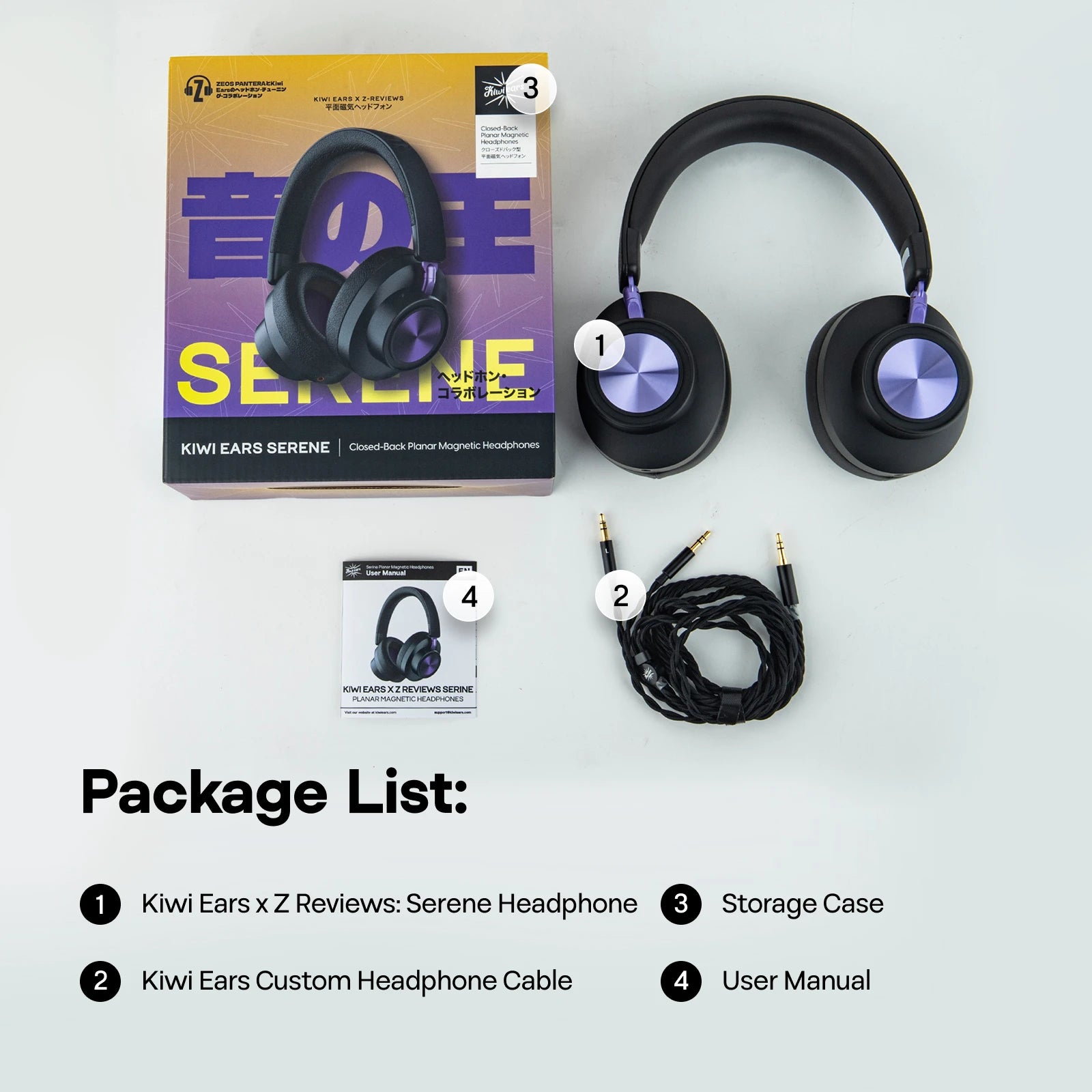 Kiwi Ears x Z Reviews: Serene Closed-Back Planar Magnetic Headphones Wired Connection for Audio Resolution with A Premium Sound