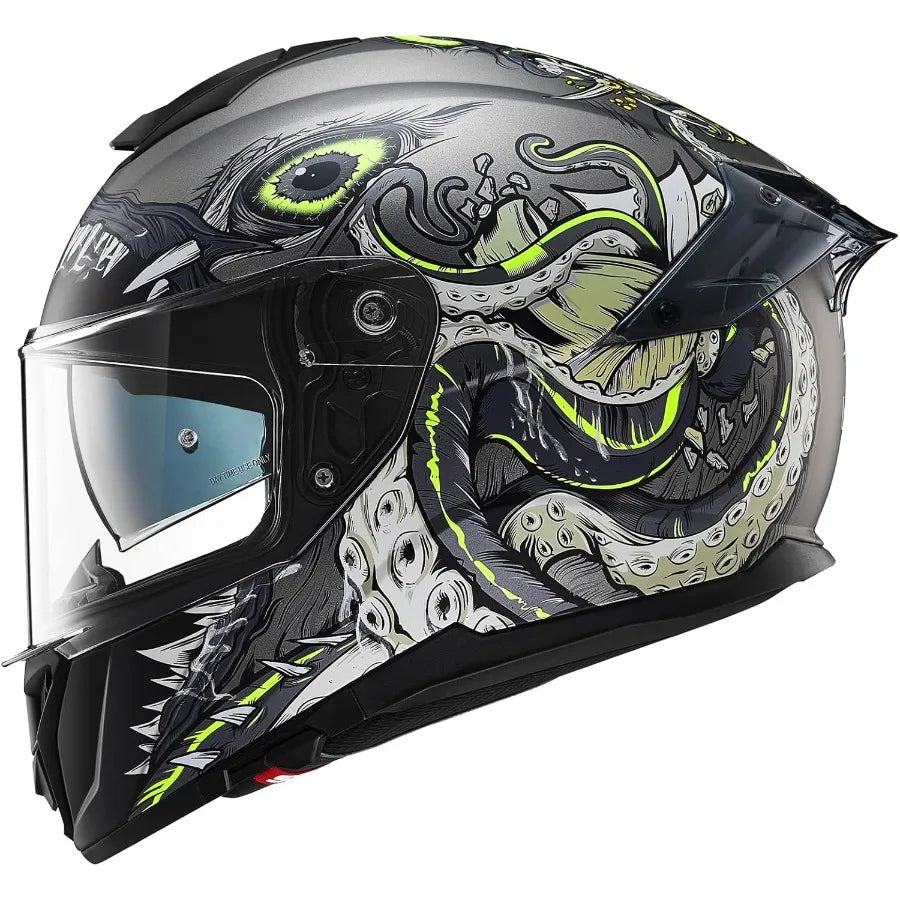 Full Face Dual Visor Motorcycle Helmets with Rear Wing Pinlock Compatible for Street Riding HighPerformance Protective Helmet w