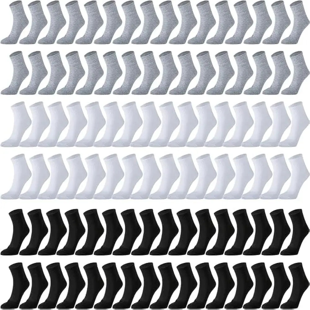 Men's Athletic Quarter Socks, 240 Pairs Bulk, Moisture-Wicking, Unisex for Sports & Casual Wear
