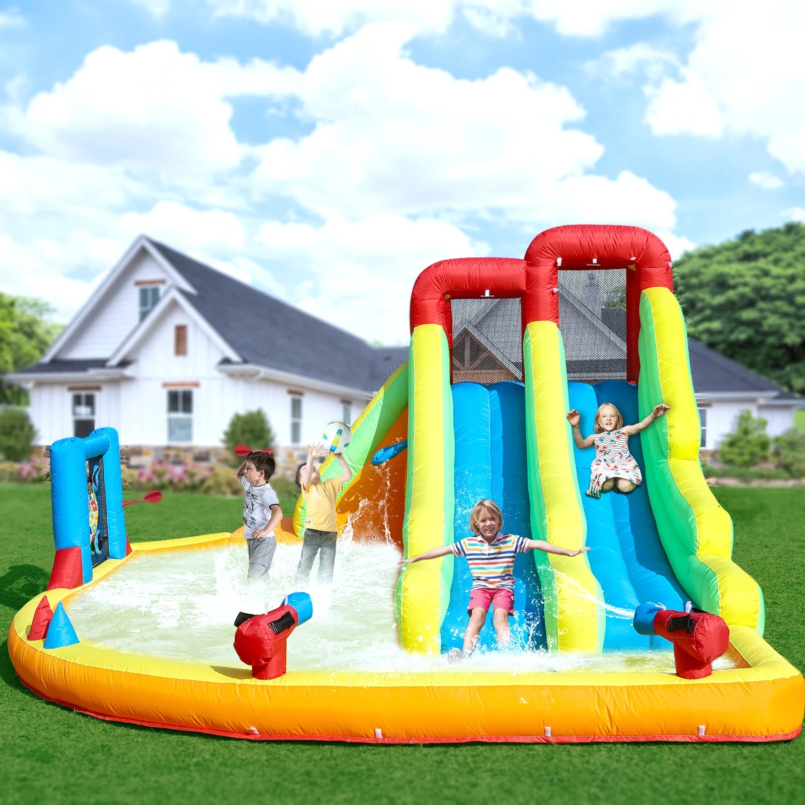 Inflatable Double-slide Water Slide Inflatable children's playground, children's pool, slide