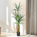 Trees 4.8Ft Faux Tree 4 Heads Agave Plants, Tall Plant Fake Plant with Plastic Pot for Home Decor, Office Decor