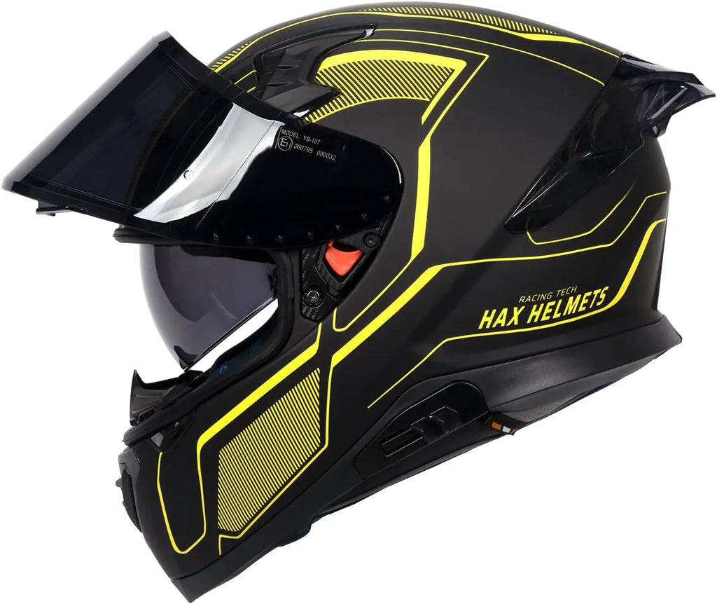 Full Face Motorcycle Helmet with Dual Rear Wing and Pinlock Ready DOT Approved-Lightweight and Durable Motorbike Street Bike Hel