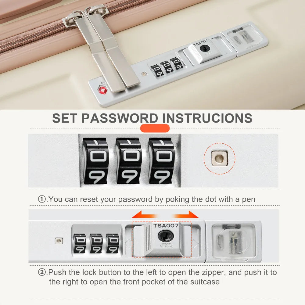 Luggage Set of 3 20 24 28inch with USB Port 20 24inch Front Opening Design Airline Certified Carry on Luggage with Cup Holder