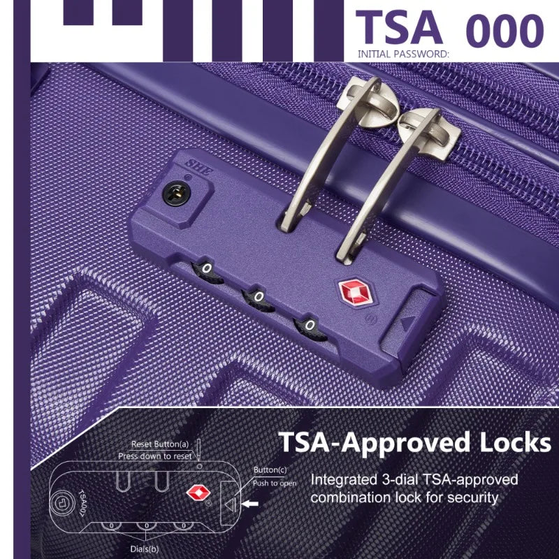 6 Piece Hardside Expandable Luggage Set with Duffel Bags Spinner Wheels TSA Lock Purple