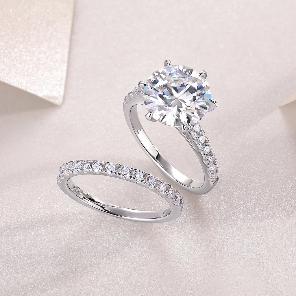 5 carat moissanite ring, 925 sterling silver, suitable for men and women, suitable for parties, Valentine's Day, proposal, engag
