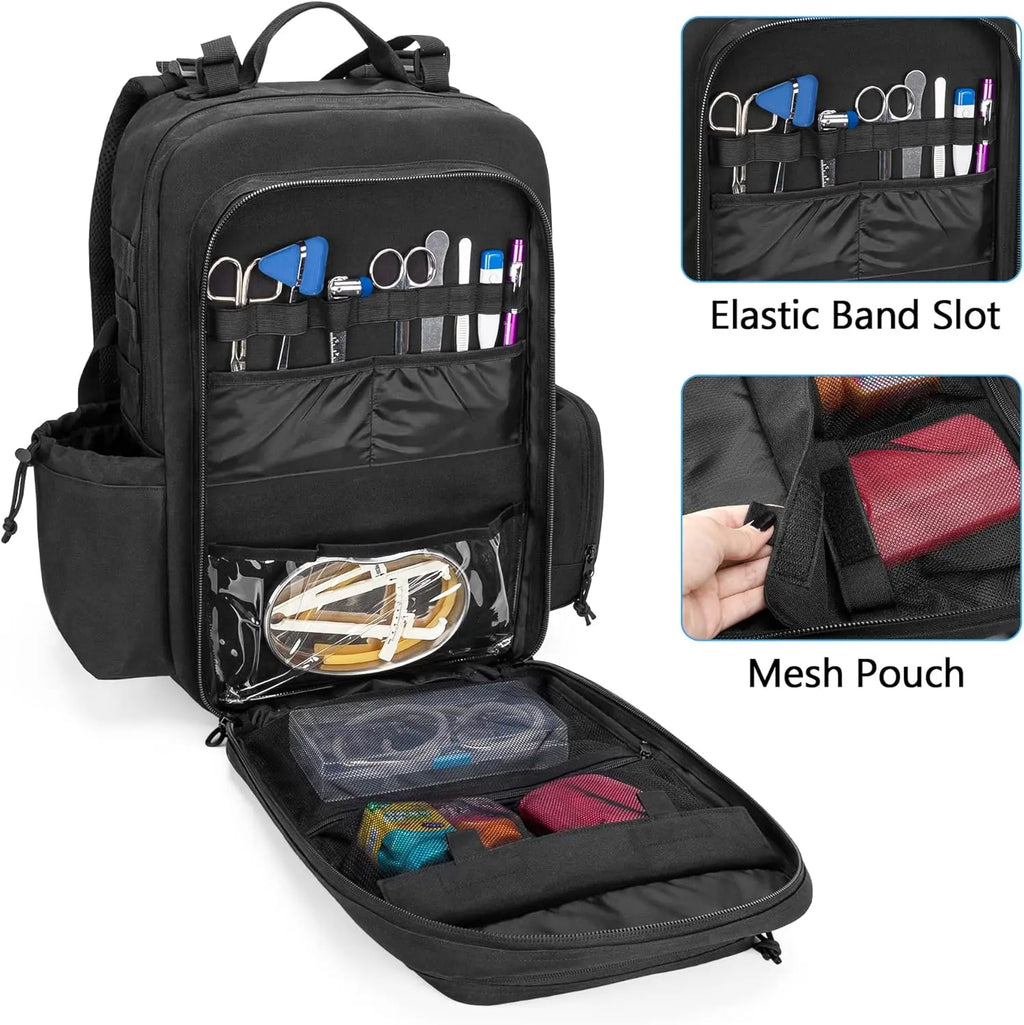 Medical Tactical Backpack, First Aid Rucksack with Y-Strap for Hiking, Black (Bag Only)