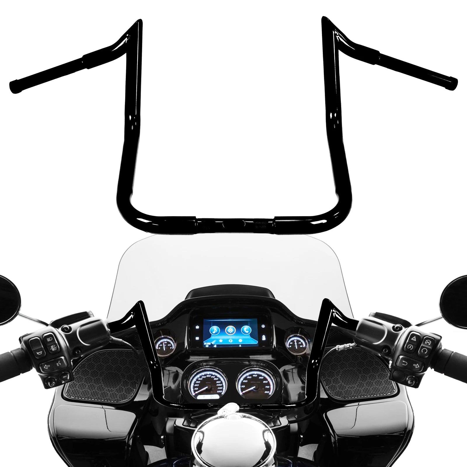 16 inch Meat Hook Monkey Bar Ape Hanger HandleBar for Harley Ape Hanger Bar Meathook HandleBar Monkey Bar Ape Hanger Bar