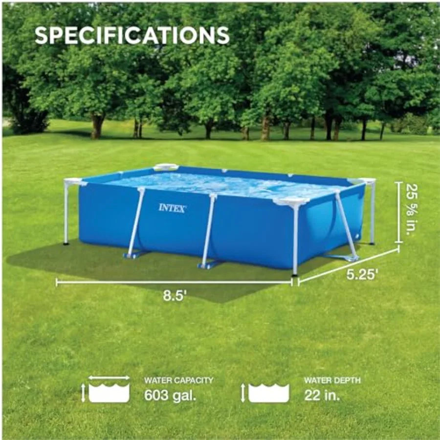 AboveGround Rectangular Swimming Pool with Frame Design 8.5ft x 26in Ideal for Backyard Use Safe and Durable for Ages 6 and Up