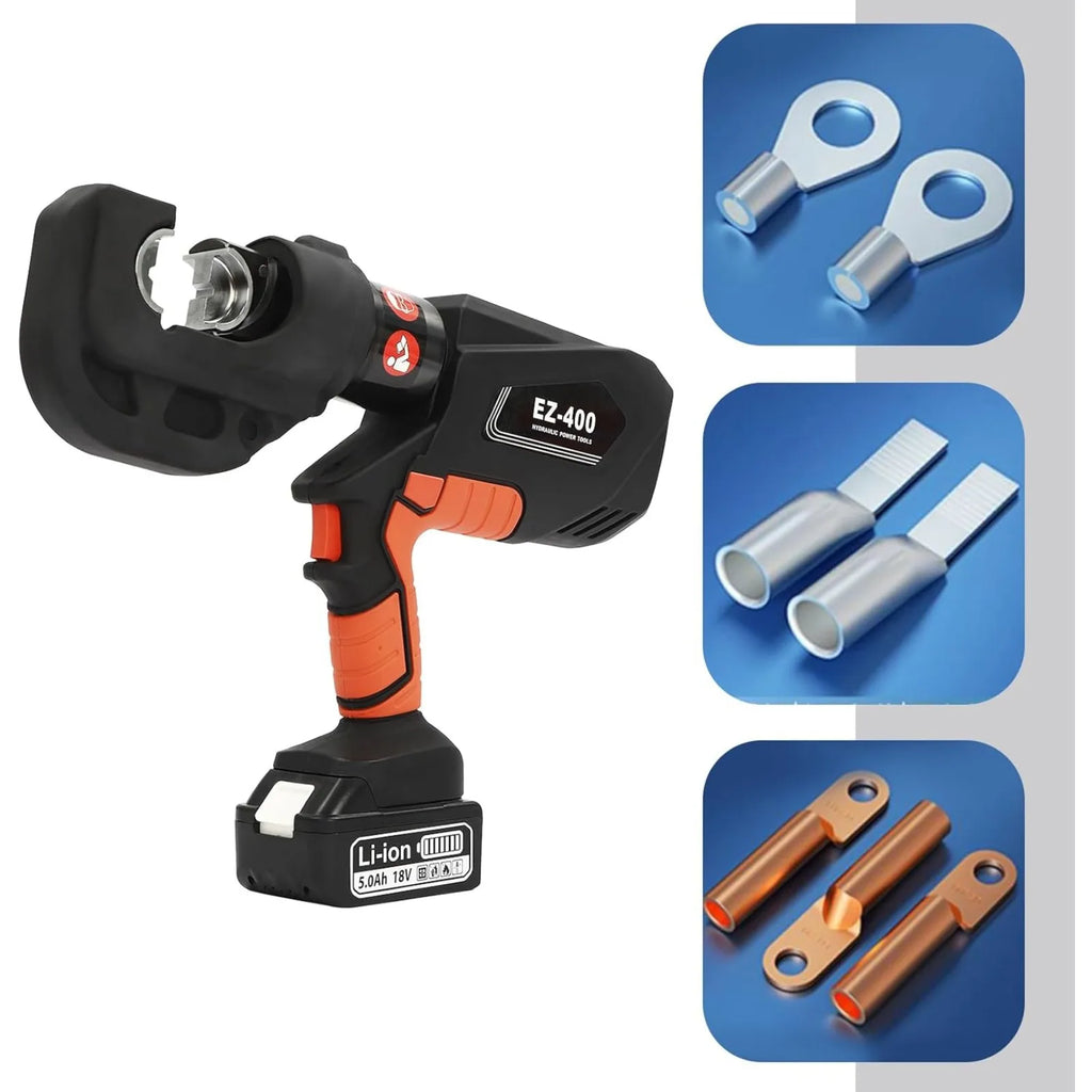 Electric Hydraulic Crimping Pliers EZ-400 Rechargeable Cable Lug Crimping Machine, Electric Hydraulic Pliers Crimping Tool Set
