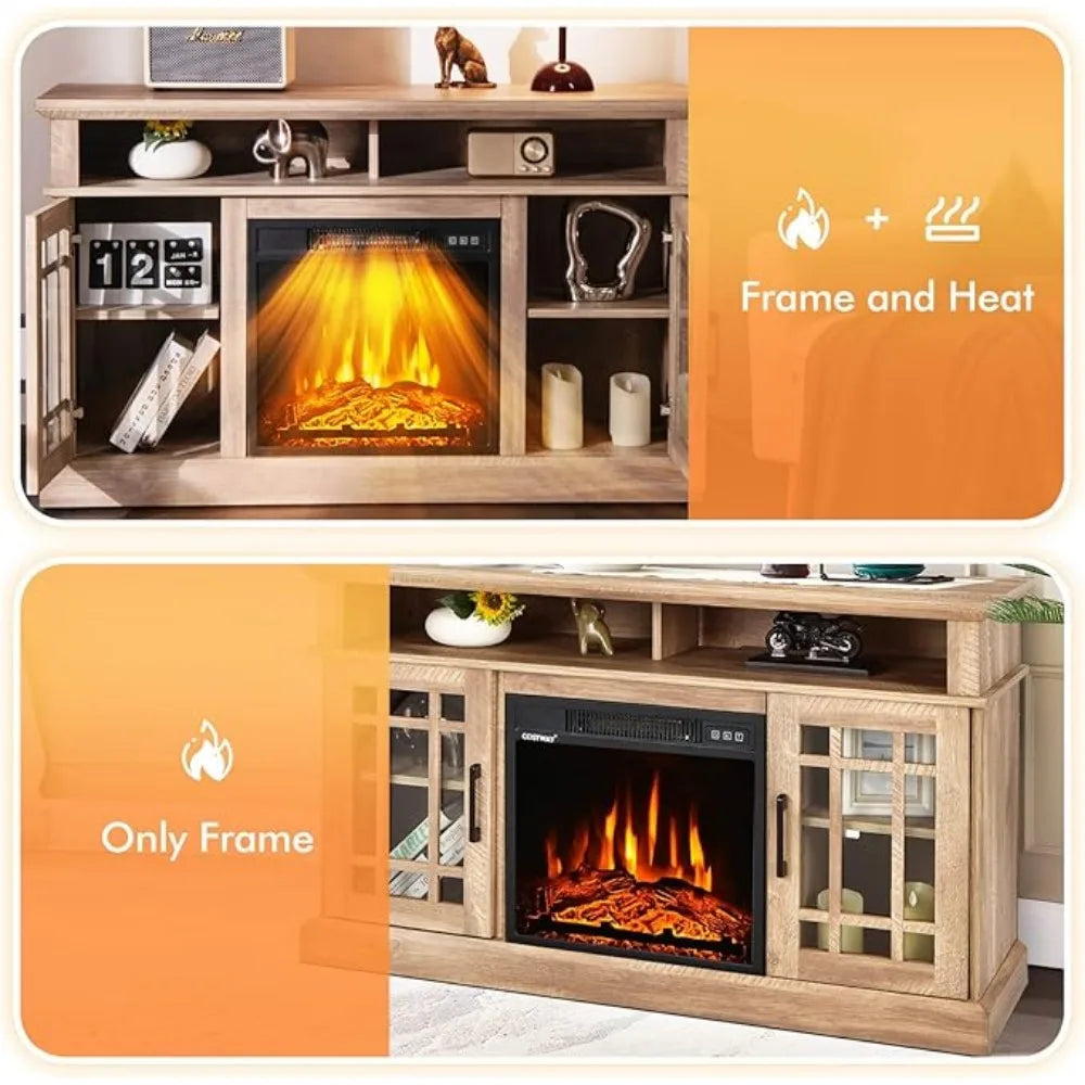 Electric Fireplace TV Stand for TVs Up to 55 Inches,18-Inch Fireplace Insert with Remote,Overheat Protection, 48-Inch,Customized