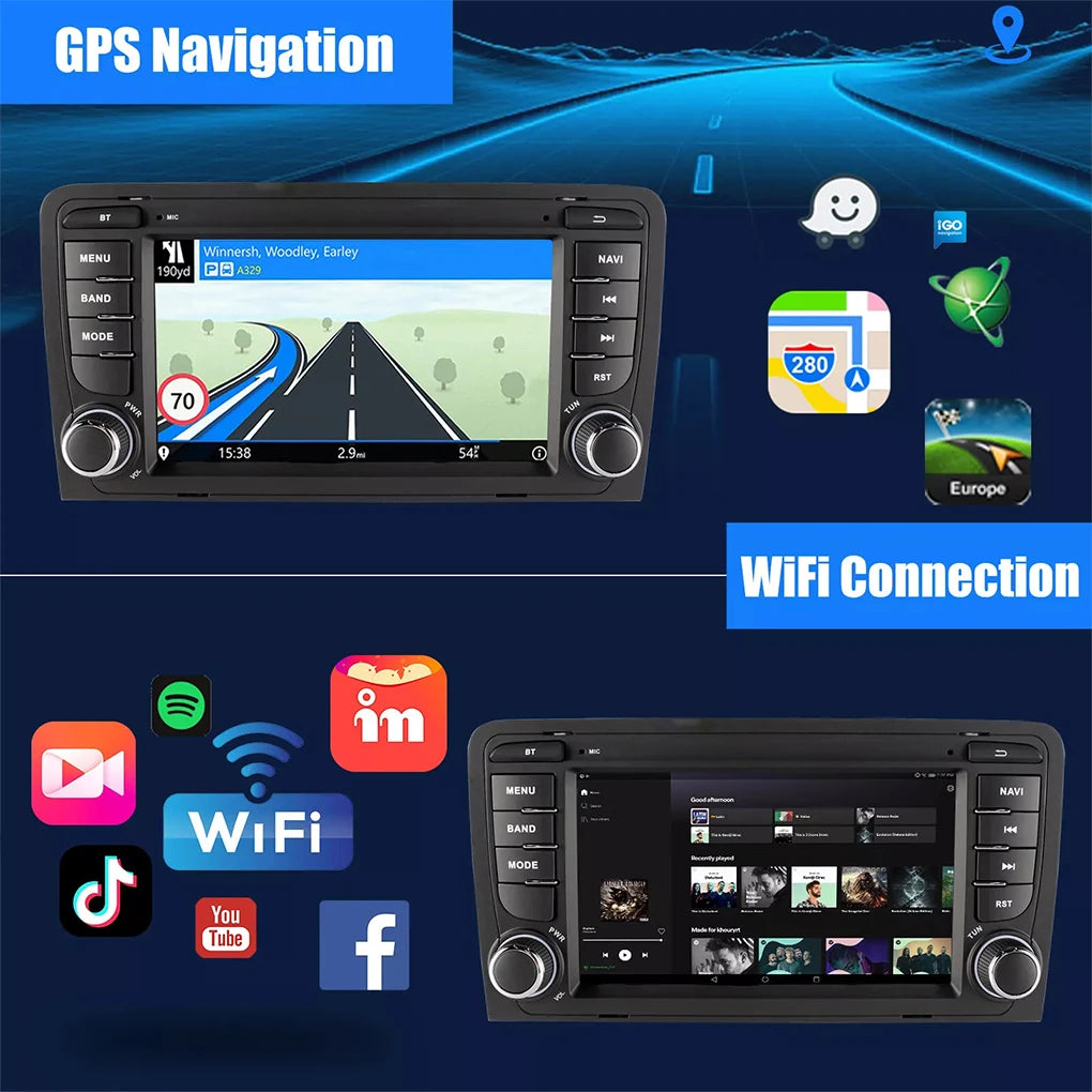 Black WMA Android Radio Touchscreen With Bluetooth Hands Free Car Kit Android Auto Satellite Radio 2+32G