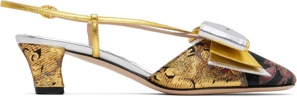 Valentino Garavani Women's Slingback Sandals with Bow Detail Comfortable Outdoor Beach Shoes Silver Gold Sizes 36-41