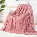 15 lbs Weighted Fleece Blanket for Sleep, Soft Dual-Sided Sherpa & Fuzzy Cover, Cozy Winter Throw (Apricot Pink, 60x80 Inches)