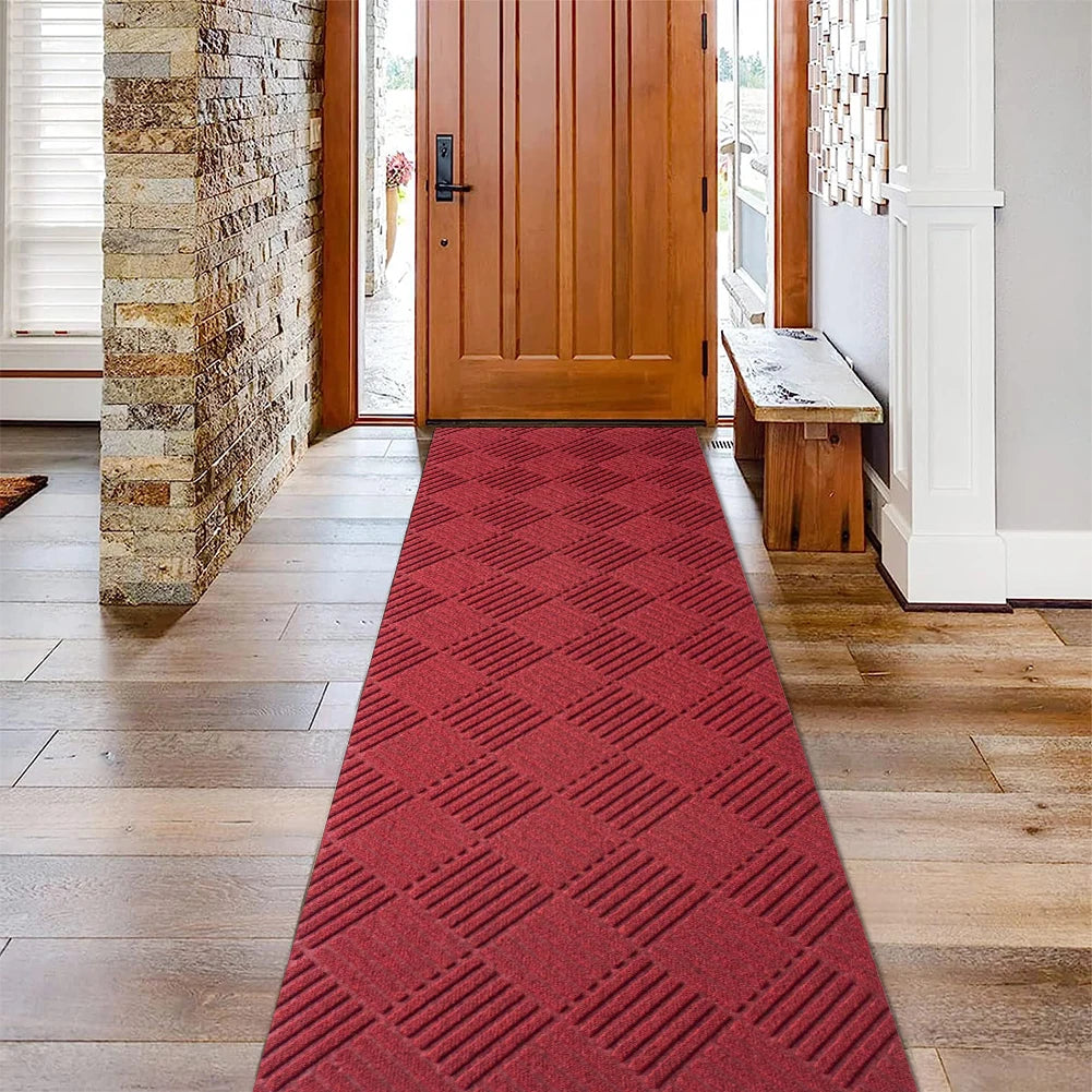 LITA Solid Plain Rubber Backed Non Slip Hallway Stair Runner Rug Carpet Durable Large Front Door Mats Indoor Entrance Mat