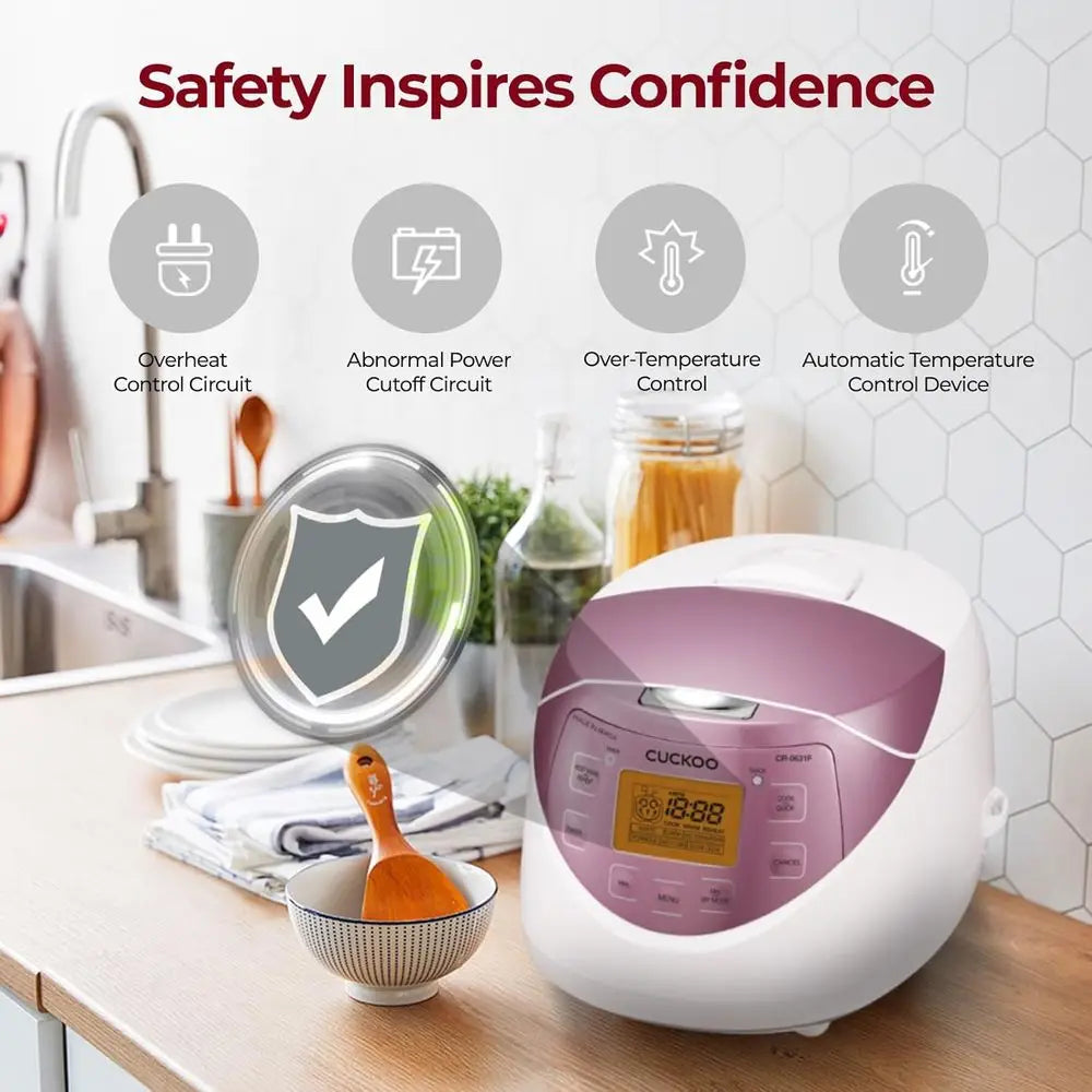 6 Cup Uncooked / 12 Cup Cooked Rice Cooker with Delay Timer, Keep Warm Setting, and Non-Stick Inner Pot, Pink