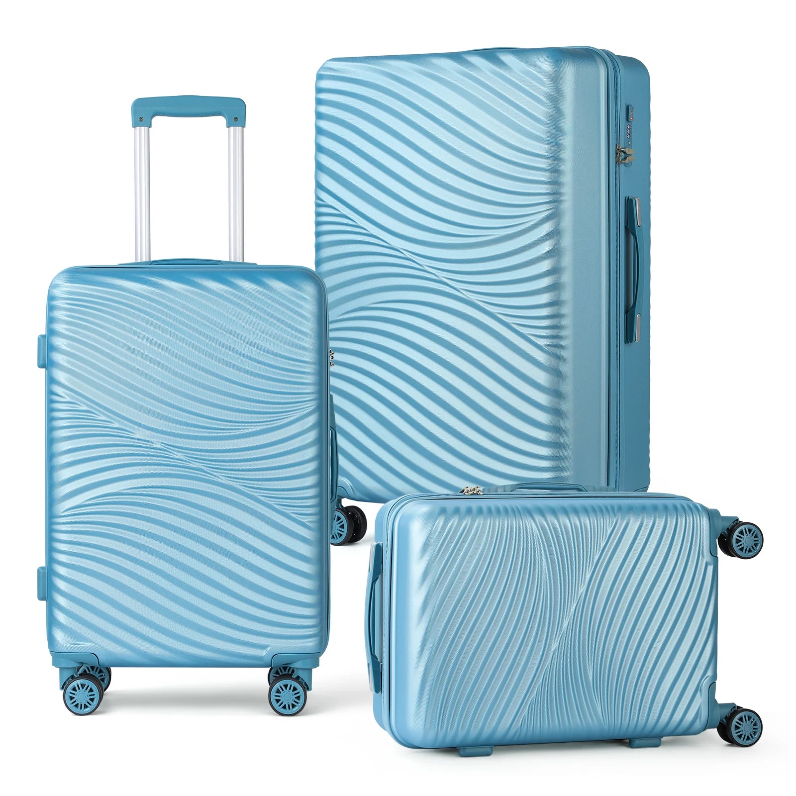 PC+ABS Expandable Luggage with Double Spinner Wheels & TSA Lock - Mint Green Airline Approved