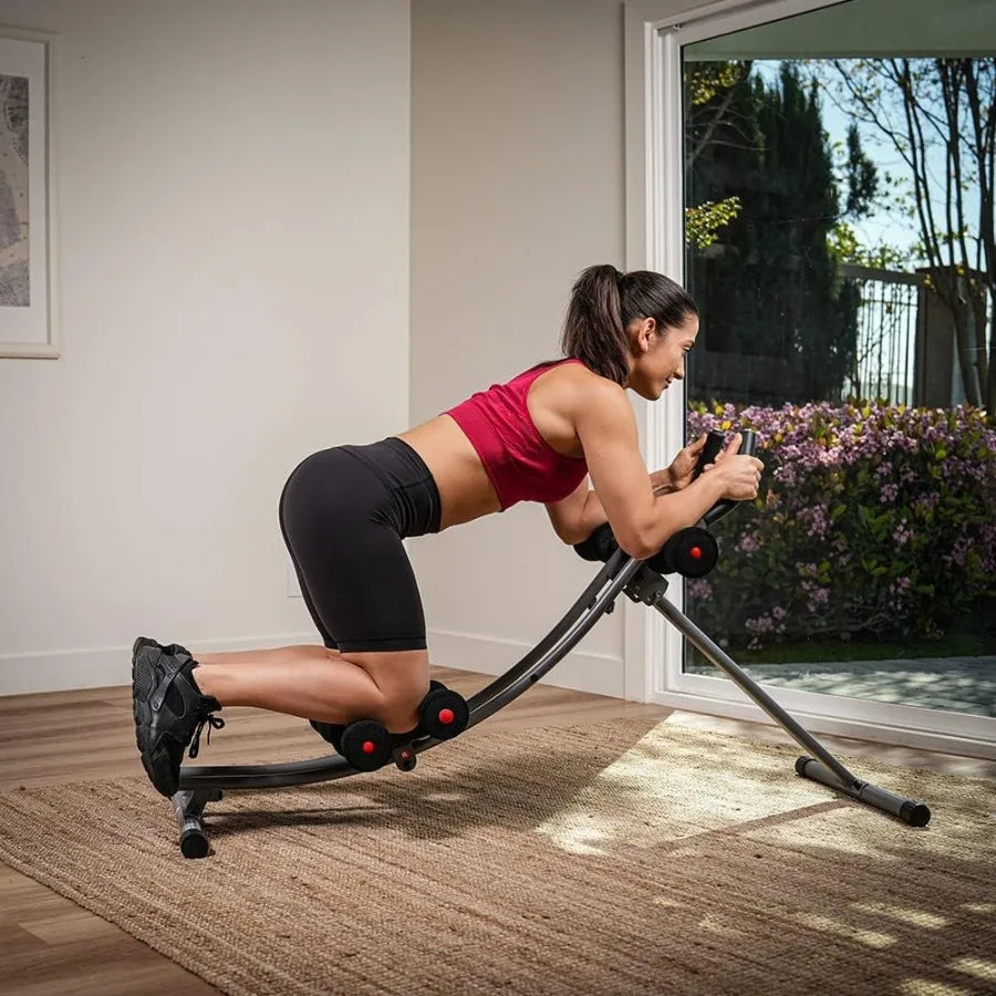 Waist Trainer Ab Roller with Elbow Support Training Wheels Foldable for Home Gym Abdominal Exercises Core Strength Glute Traine