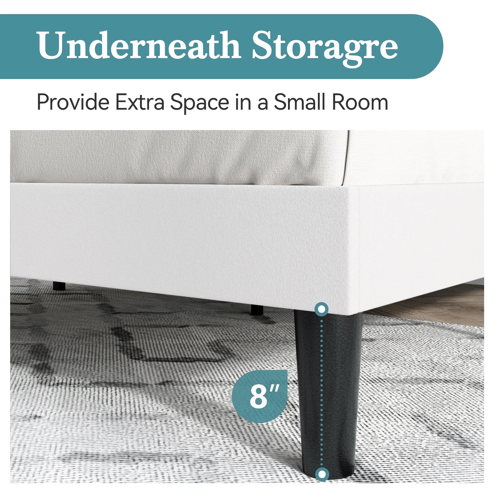 HOOMIC Velvet Upholstered Bed Frame, Vertical Channel Tufted Wingback Headboard, Wooden Slats Support Allewie