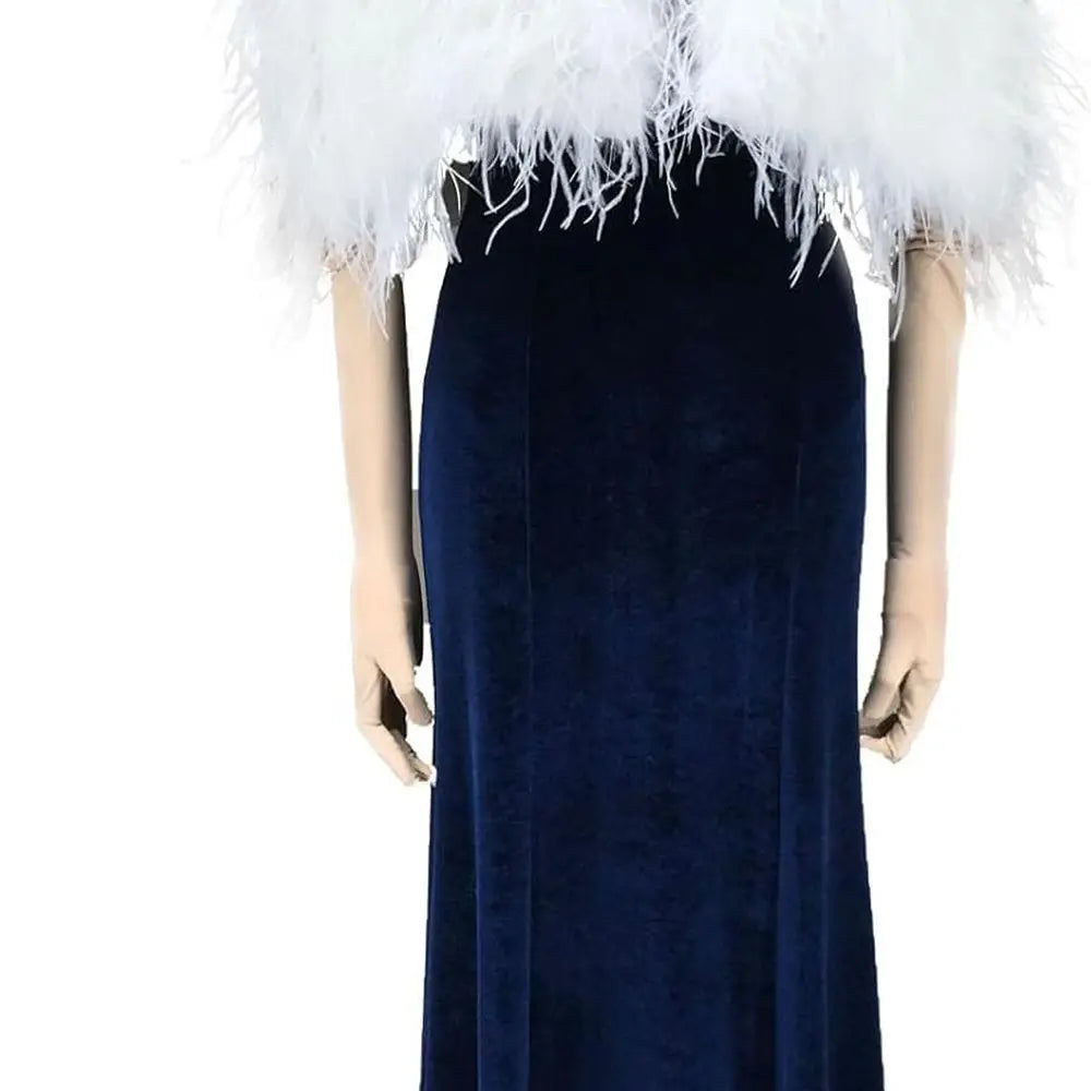 Elegant White Ostrich Feather Shawl - Luxurious Cape for Weddings and Parties