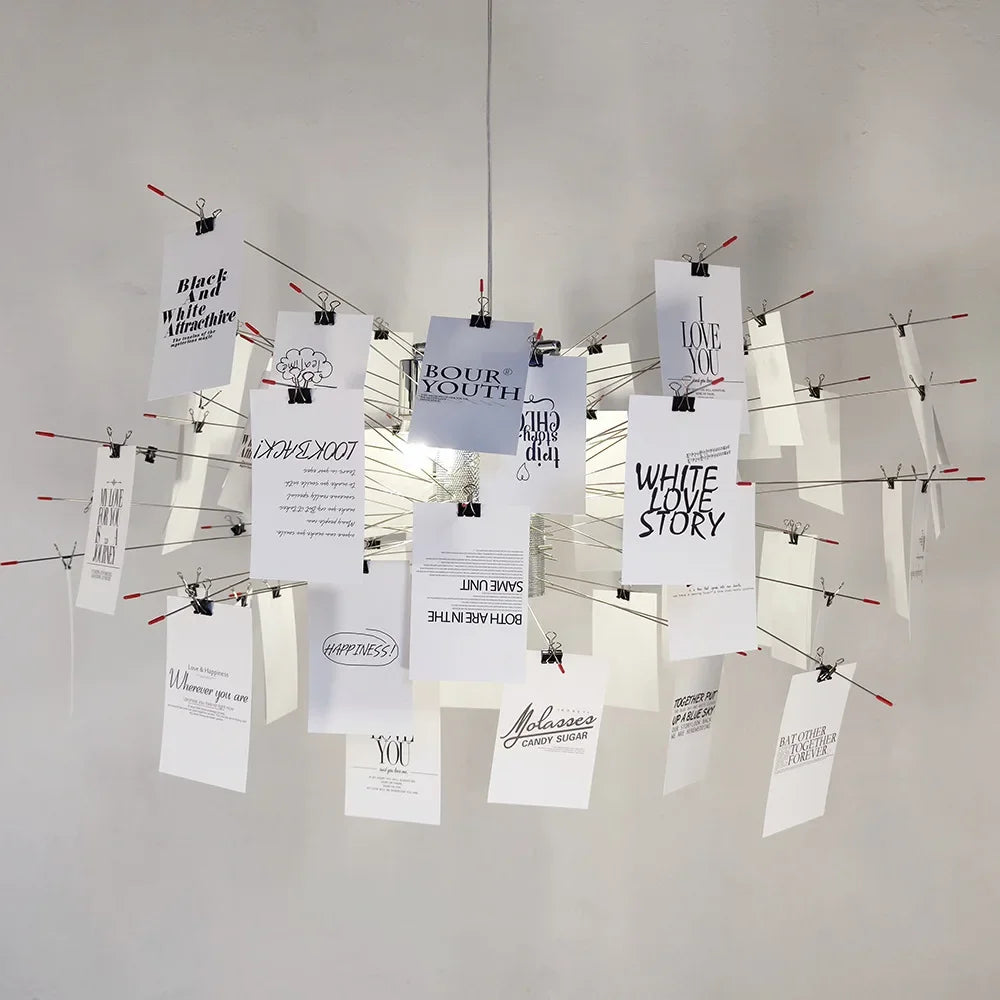 2025 New Minimalist Zettel Card Lamp Creative Decoration Card Pendant Lamp for Living Room Bedroom Study