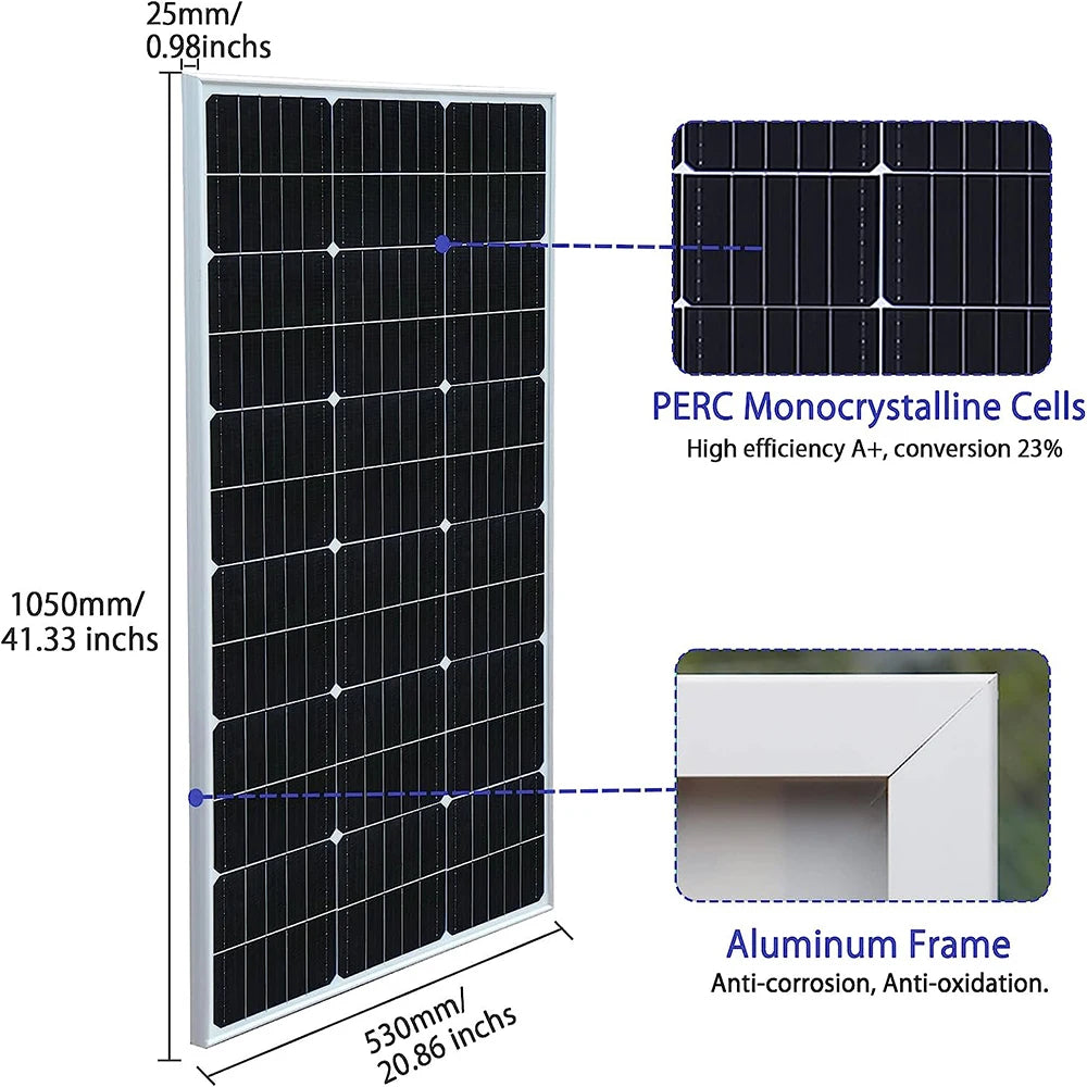 Rigid 1000W 600W 500W Solar Panel Photovoltaic Module 400W 300W 200W 100W 19.8V Monocrystalline Solar Panels Battery Charger