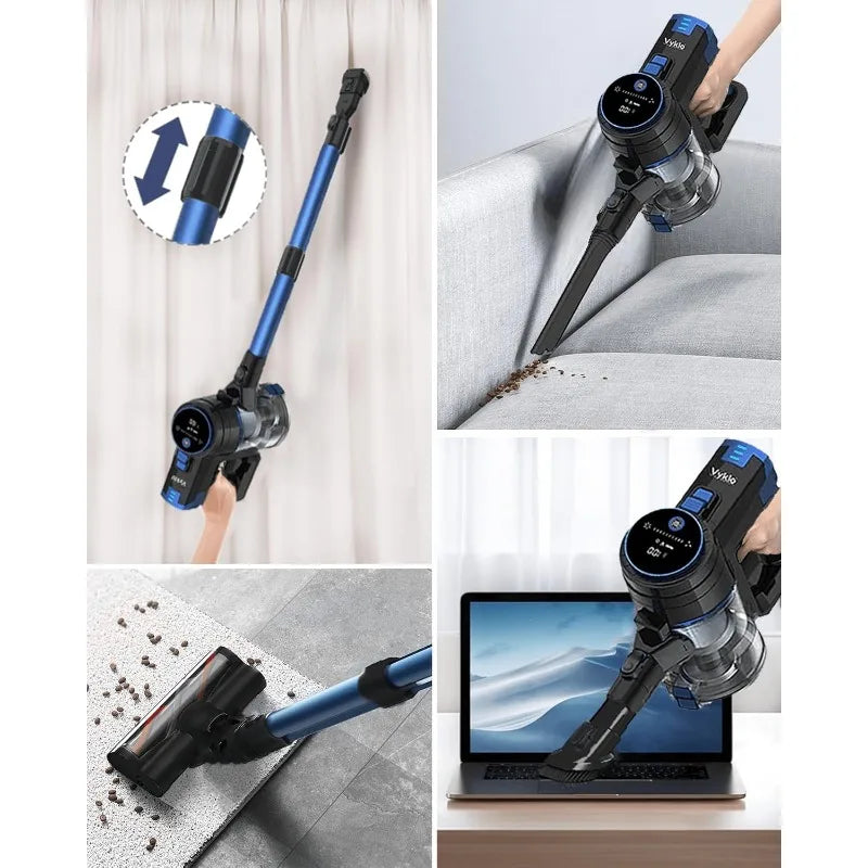 V8 Cordless Vacuum Cleaner, Powerful Suction Stick Vacuum, 55Mins Runtime, Wireless Lightweight Handheld Vacuum Cleaner (Blue)