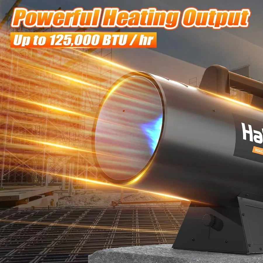 125000 BTU Portable Torpedo Propane Heater for Jobsite Garage Construction Sites 10 ft Hose with Regulator CSA Certified