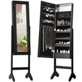 Jewelry Armoire with 18 LED Lights Standing Jewelry Organizer with Full-length Mirror and Built-In Mirror Large Capacity Jewelr