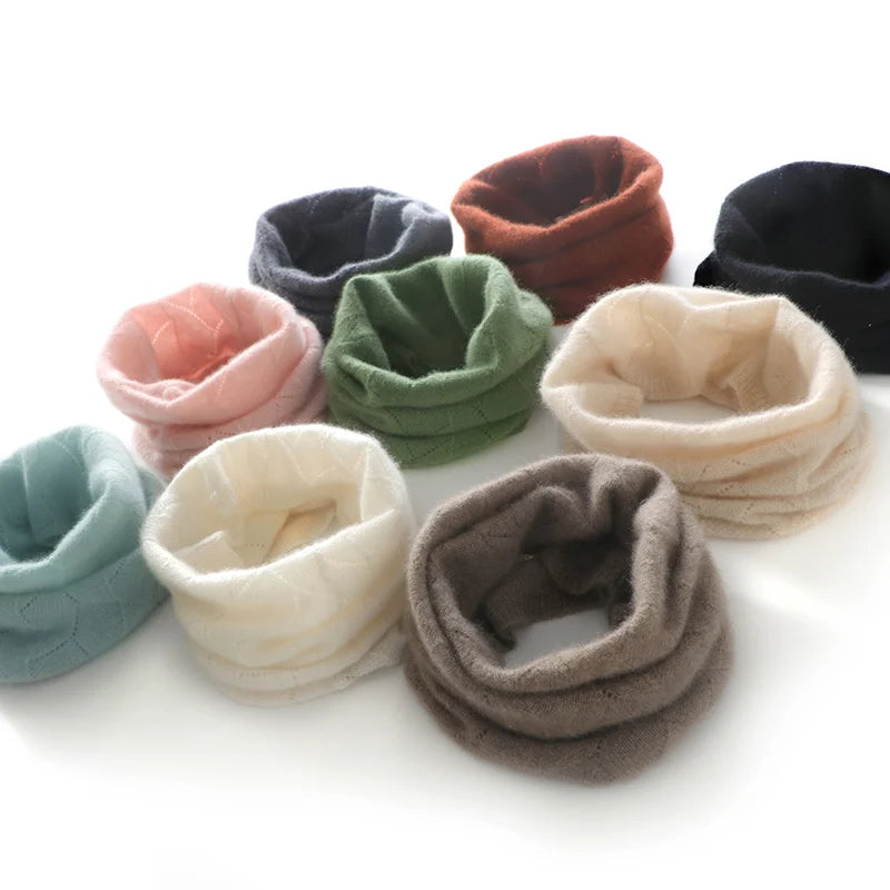 Neck wrap women's winter advanced sense pullover baby children's warm collar knitted one hat 100% pure cashmere neck cover