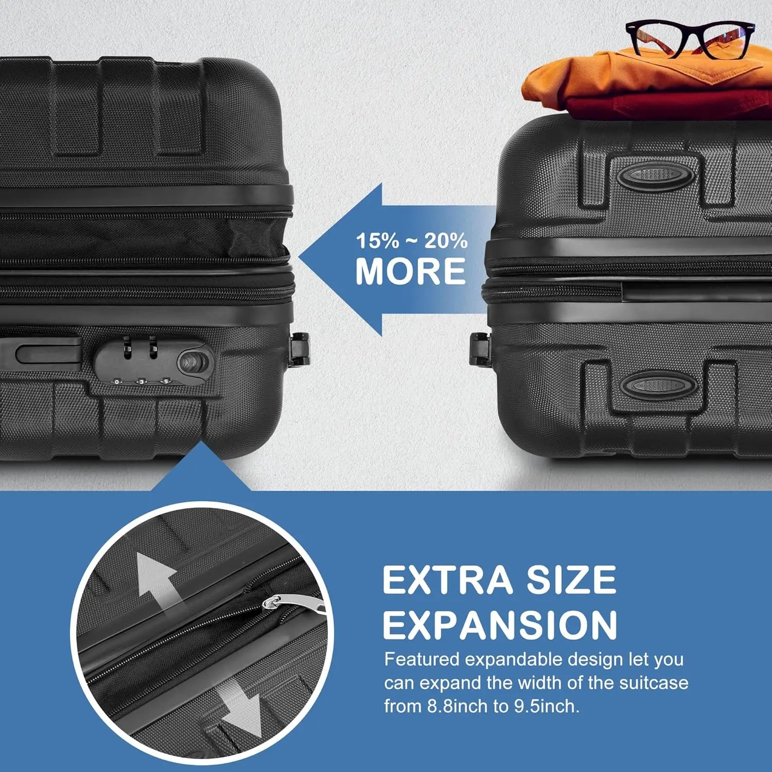 Luggage Set 3 Piece Hardside Expandable Luggage with Spinner Wheels Hardshell Lightweight Durable Suitcases Travel Carry Ons