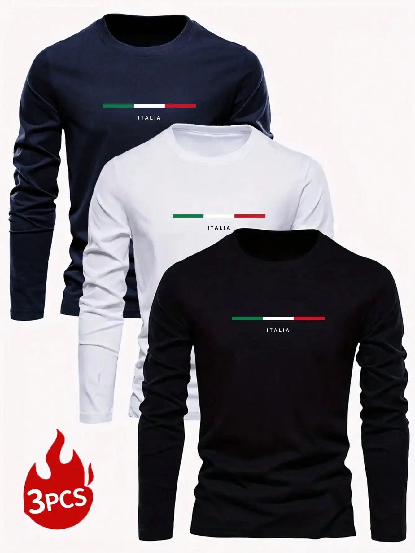 3pcs Men's Minimalist Letter Print Long Sleeve T-Shirts for Casual Daily Wear, Autumn Fall Style