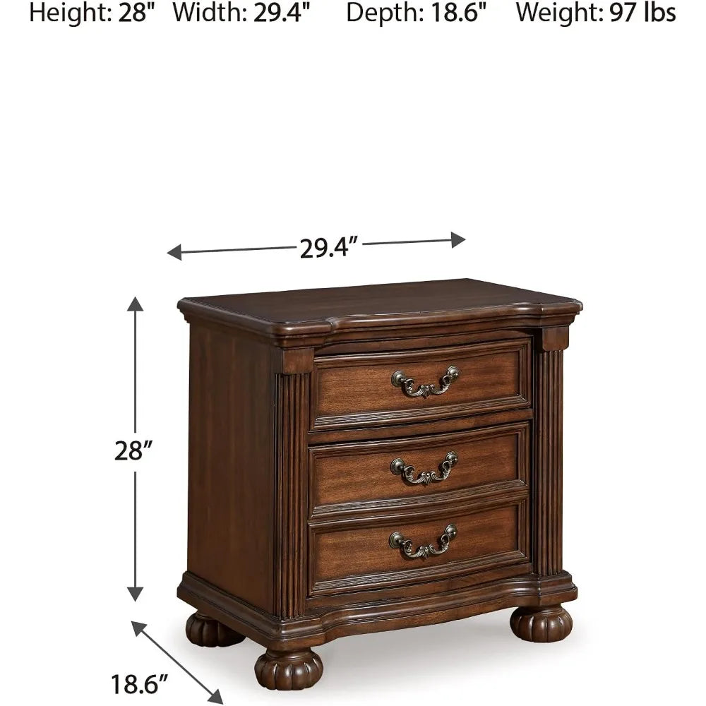 Ashley Lavinton Classic Style 2-Drawer Nightstand, 28 High, Dark Brown Finish for Bedroom Use