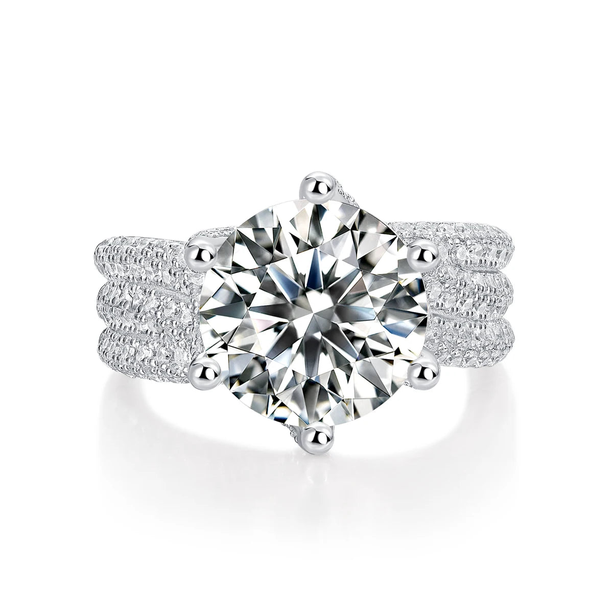 1pc 5ct Moissanite Ring 925 Sterling Silver 18K Gold Plated Luxury Wide Band Gift Jewelry for Women Comes with GRA Certificate