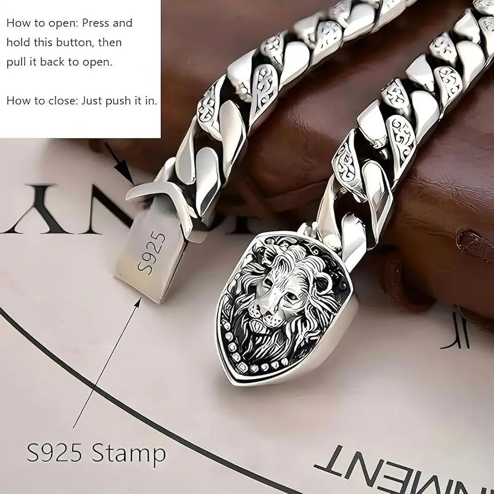 Solid Sterling Silver Italian-Style Cubic Chain Bracelet, Men's S925 Link Design, Perfect Gift for Dad, Boyfriend, Son