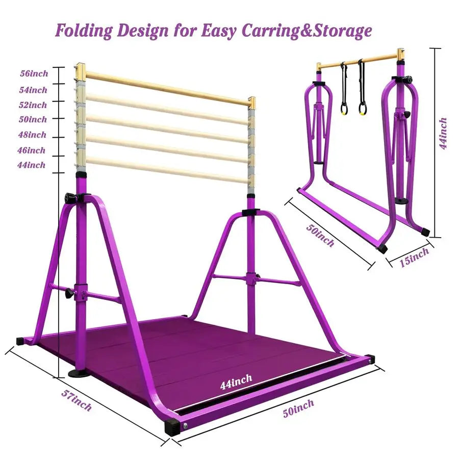 Gymnastics Bar for Kids, Adjustable Height 35ft, 330lbs Weight Capacity, Professional Junior Training Equipment for Home, Ideal