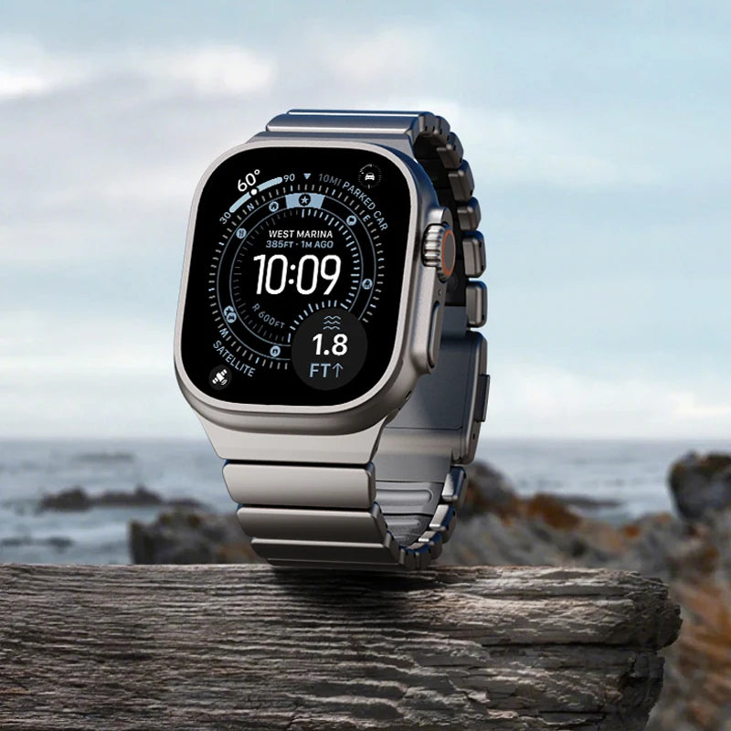 Magnetic Titanium+Silicone strap for Apple Watch bands Ultra 3 2 49mm 46mm 45mm 44mm Bracelet iWatch series 11 10 9 8 7 6 5 SE 3