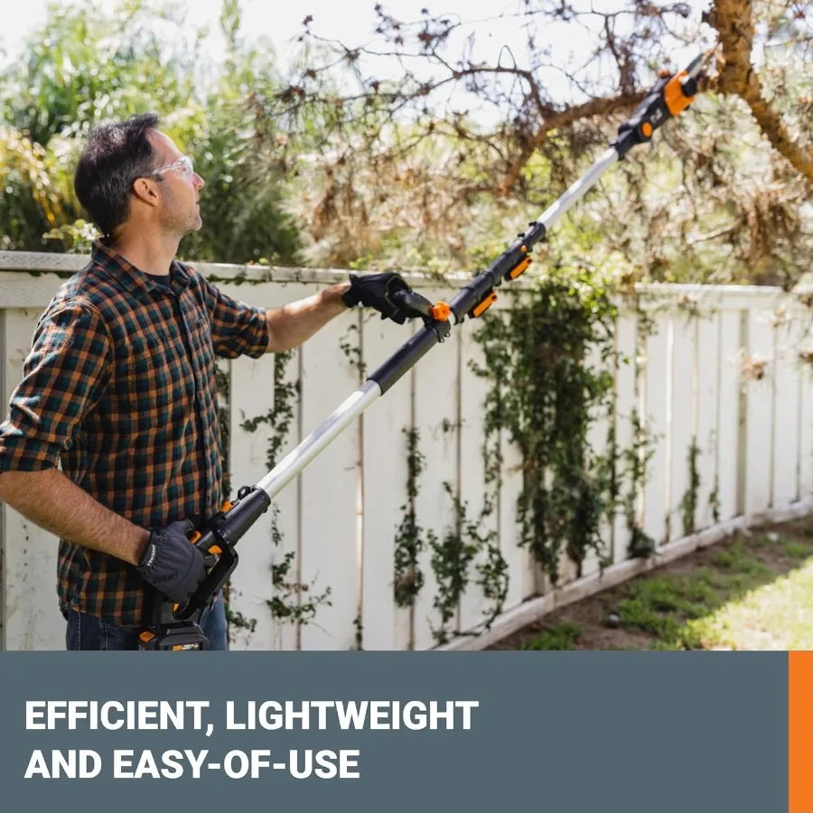 20V 8inch cordless pole chainsaw for efficient tree trimming and branch cutting in gardening forestry and outdoor maintenance w