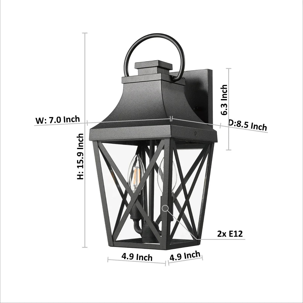 Outdoor Wall Lights Porch Lights Waterproof Outdoor Wall Sconce Exterior Light Fixture Matte Black with Clear Glass Shade