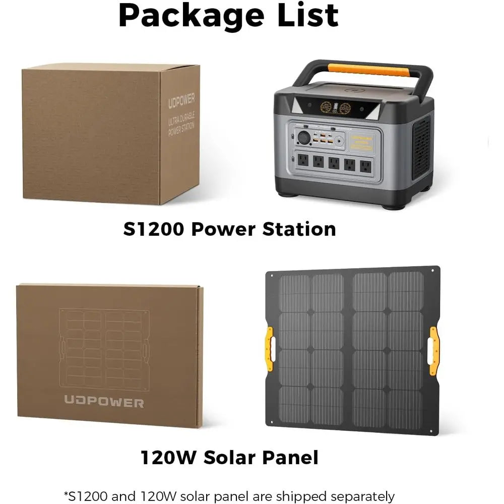 S1200 1190Wh Solar Generator Kit | 1200W Power Station + 120W Solar Panel | Portable Power for Home Backup, RV & Outdoor