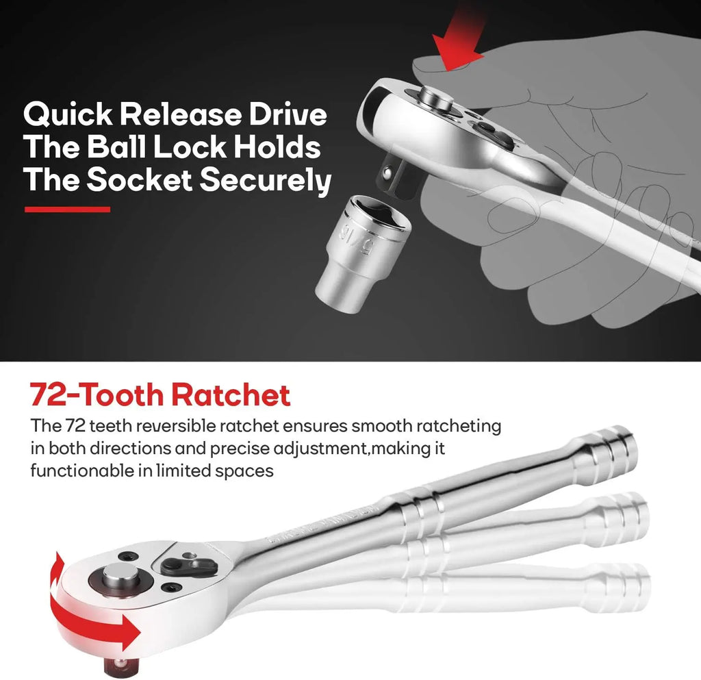 248 Pieces Mechanics Tool Set, General Purpose Mixed Sockets and Wrenches, Hand Tool Set Auto Repair Tool Kit with Storage