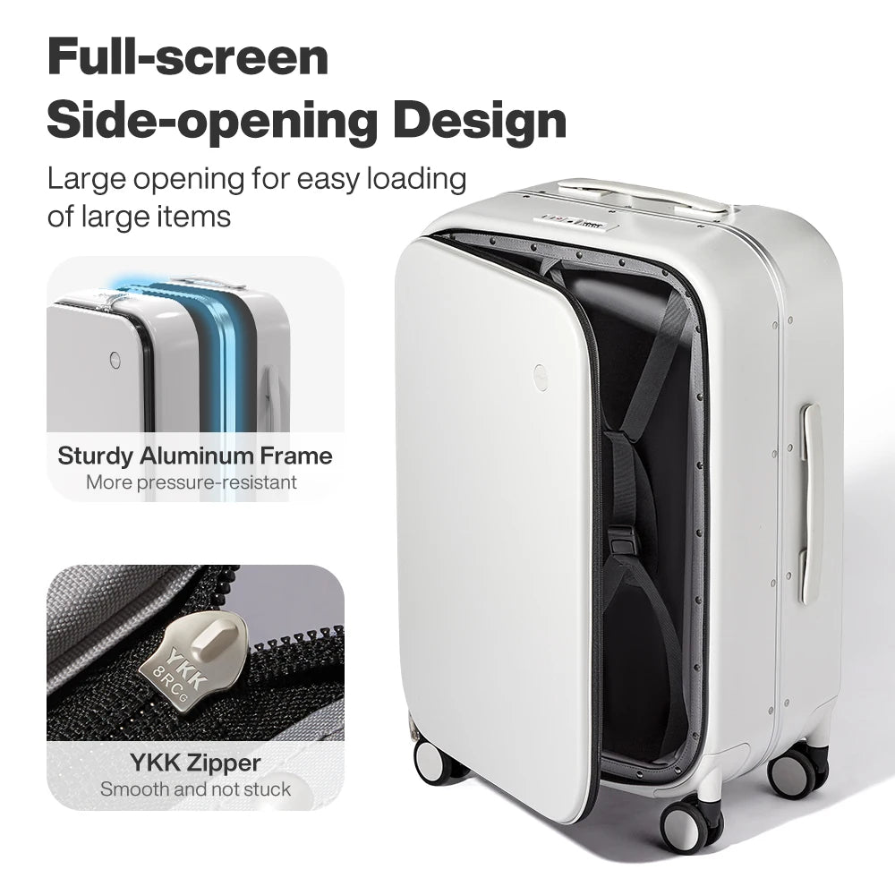 Mixi New PC Aluminum Frame Suitcase Front Opening Rolling Travel Luggage 20 Inch Carry-On 24 26 Inch M9291