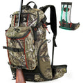 TR Hunting Backpack 3400cuWaterproof Hunting Pack with Rifle Holder Internal Frame Rain Cover Camo Hunting Daypack for Rifle Bo