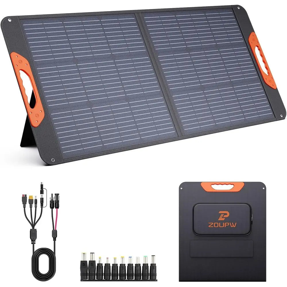 Portable Solar Panel, Camping Essentials, 20V Foldable Solar Charger for Power Station, QC3.0 USB-A & Type-C Output, 23.5% High