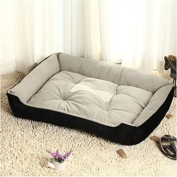 Washable Rectangle Dog Bed for Small to Medium Dogs, Sleep Comfortably in Cyan and Black Large Size Pet Bed for Dogs and Cats