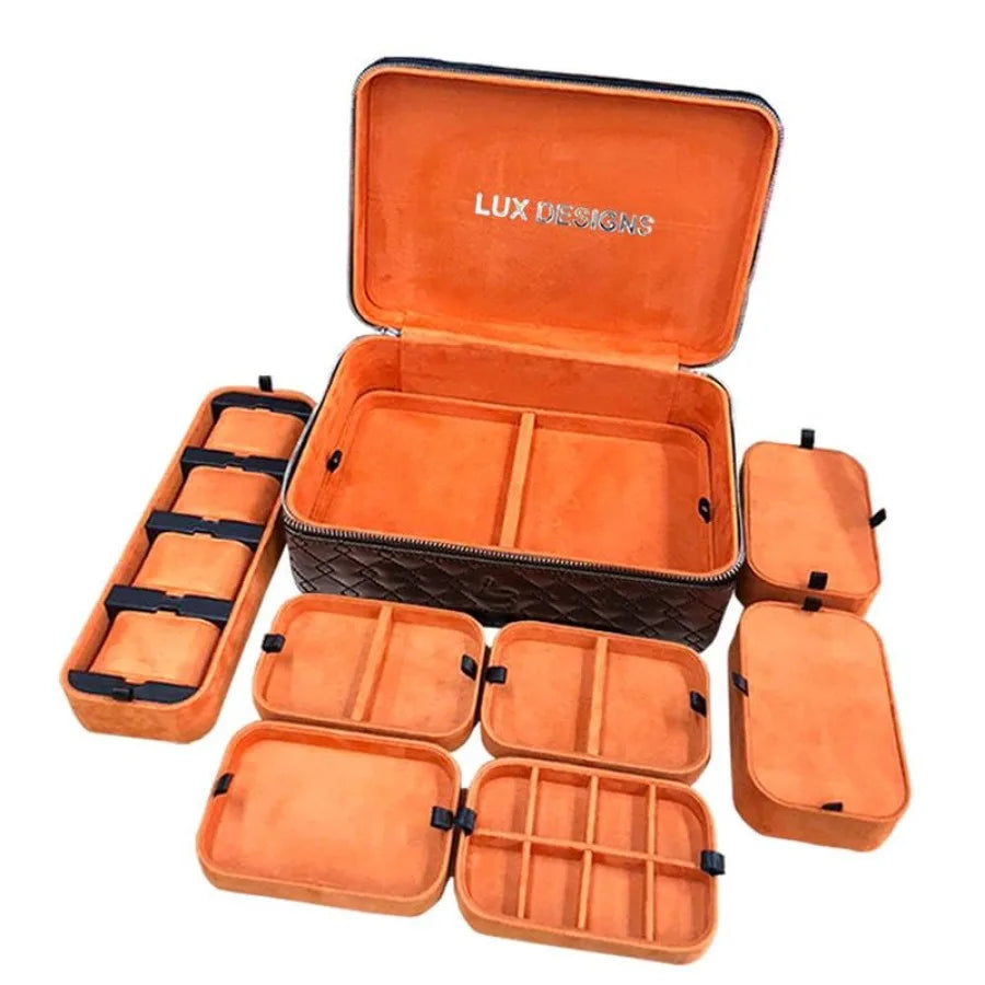 Lux Designs Large Jewelry Box/Jewelry Travel Box - Elegance On-The-Go For Ring Chain Bracelet and Watches