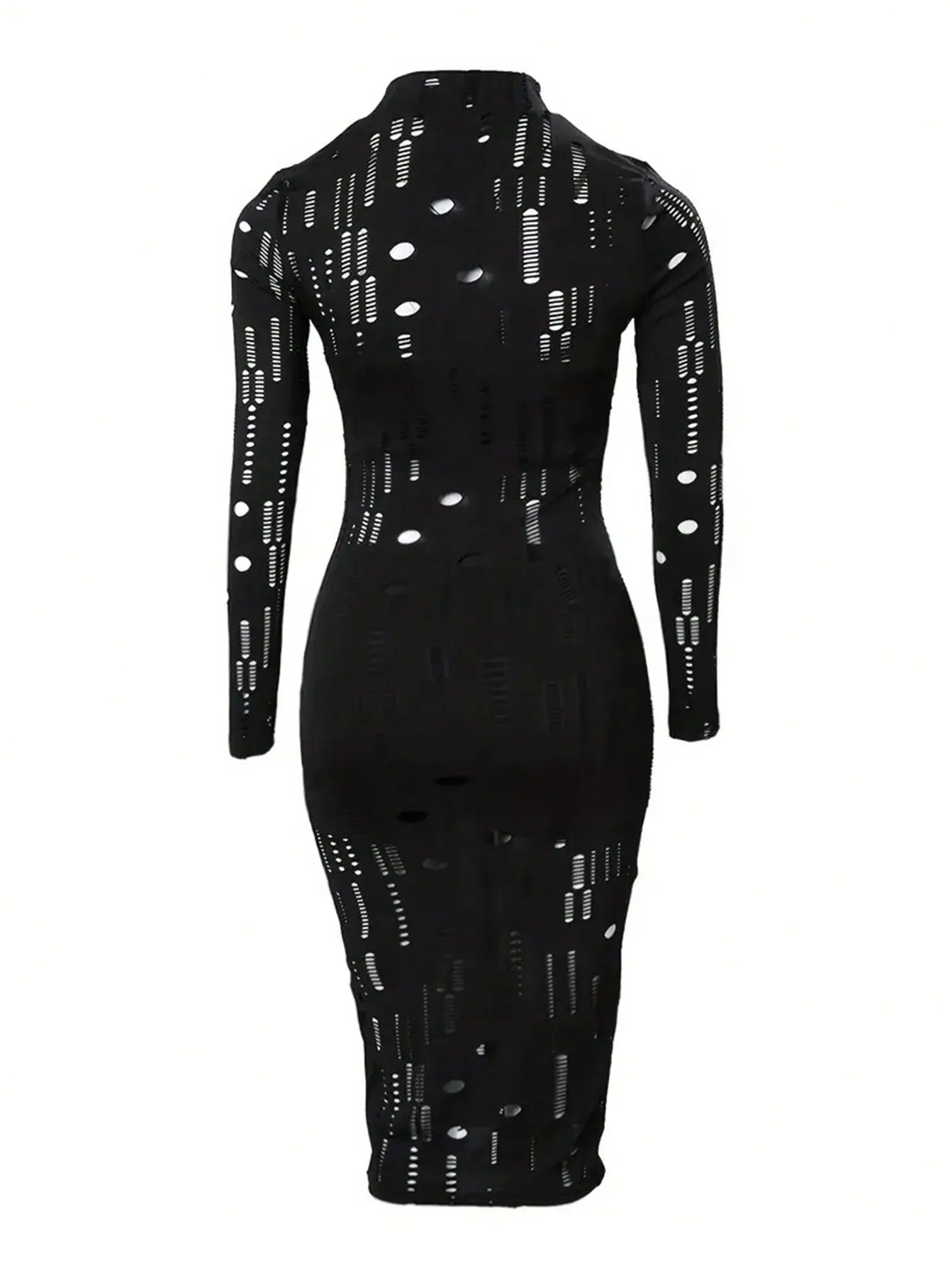 ChicMe 3 Piece Long Sleeve Hollow Out Sheer Slim Fit Sleeveless Top With Short With Vintage Midi Bodycon Dress Sexy Outfit